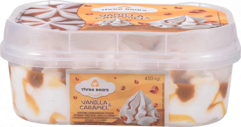 Морозиво Три Ведмеді 450 г Vanilla and Caramel