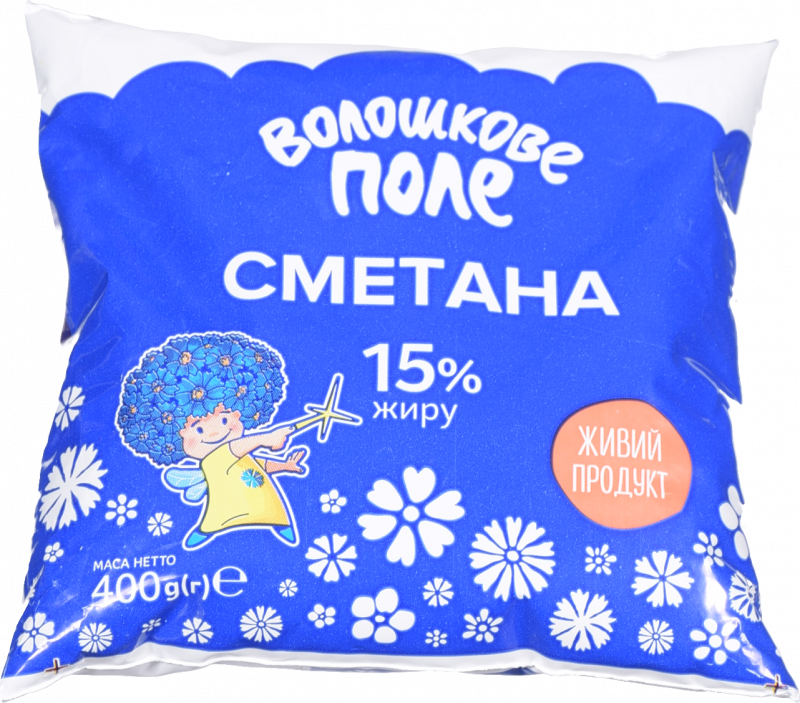 Сметана Волошкове поле 15% 400 г п/е