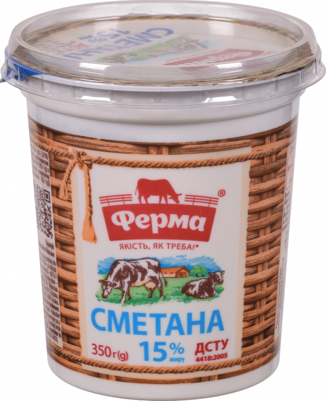 Сметана Ферма 15% 350 г стак.