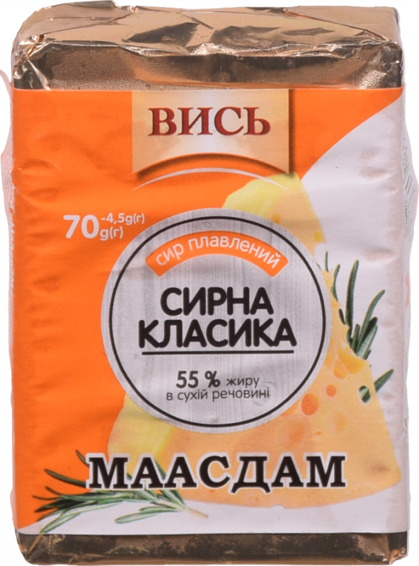 Сир плавл. Вись 70/90 г 55% Маасдам