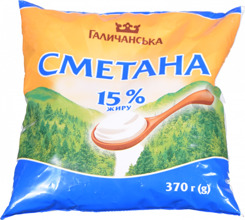 Сметана Галичина 15% 400 г п/е