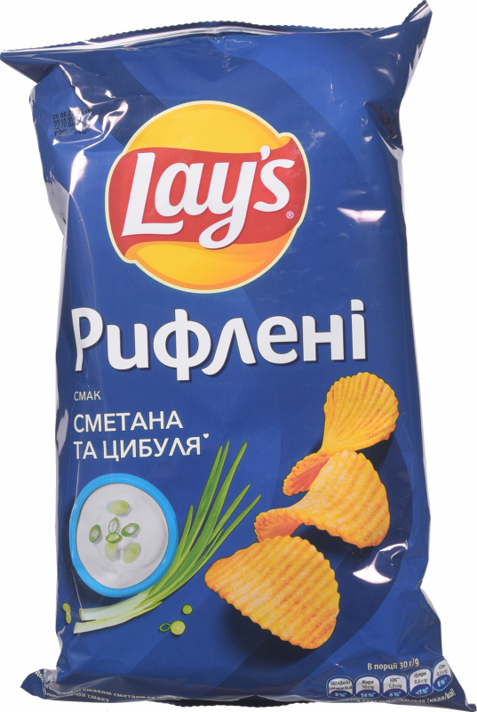 Чіпси Lays рифлені 120/133 г зі смаком сметани та цибулі