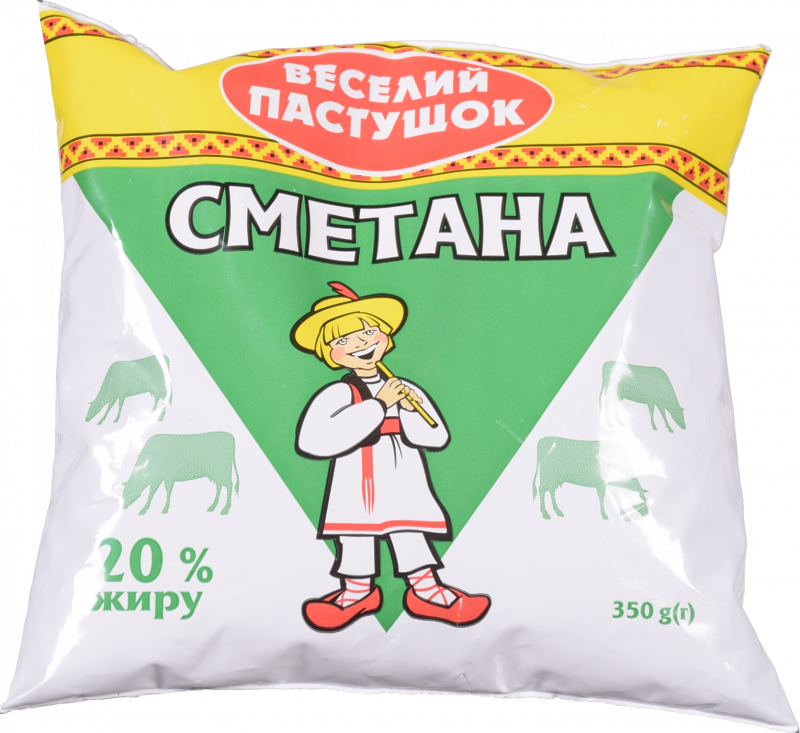 Сметана Веселий пастушок 20/21% 350/400 г п/е