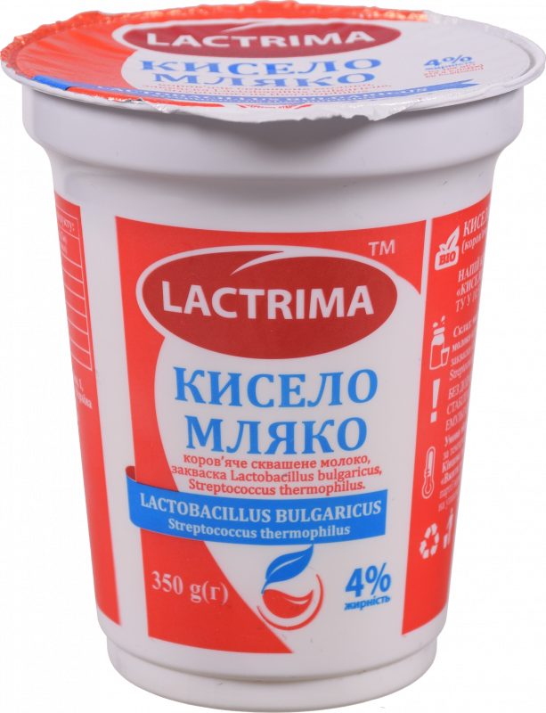 Напій Кисело Мляко Lactrima 4% 350 г стак.