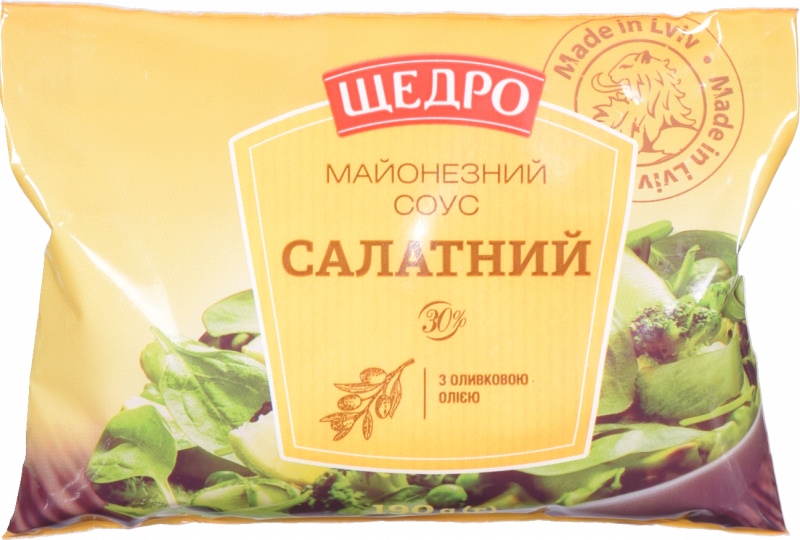 Майонезний соус Щедро 190 г д/пак. Салатний 30%