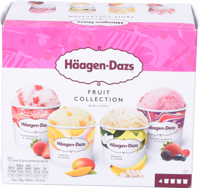 Набір морозива Haagen-Dazs "Фруктове асорті" 4*95 мл (Франція)