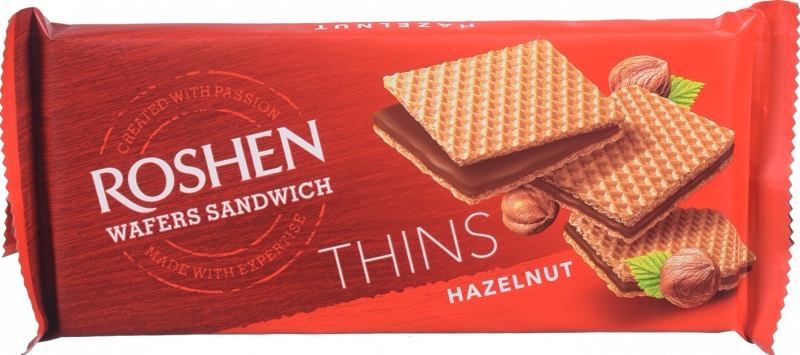 Вафлі Рошен 55 г Wafers Sandwich Thins горіх