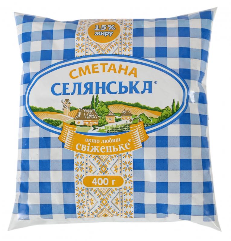 Сметана Селянська 15% 350/400 г п/е