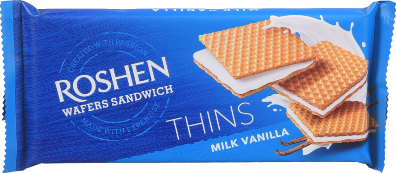 Вафлі Рошен 55 г Wafers Sandwich Thins молоко-ваніль