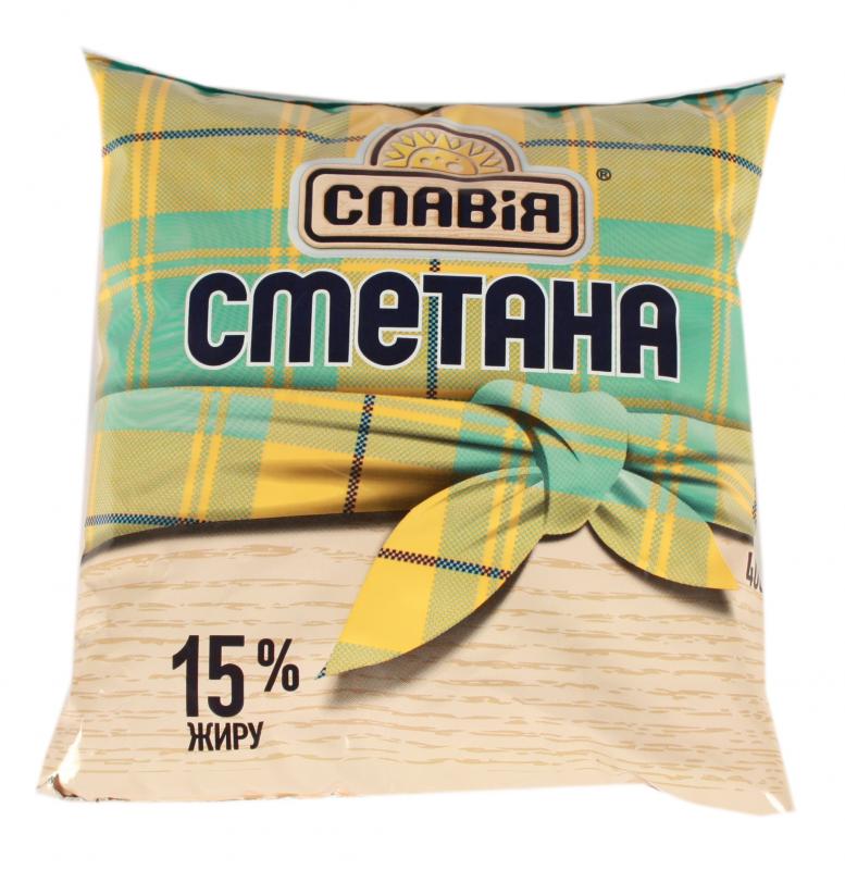 Сметана Славія 15% 400 г п/е