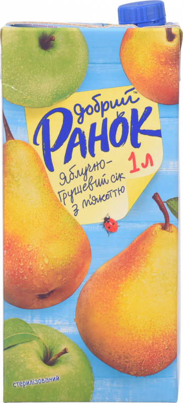 Сік Добрий Ранок 1 л Яблучно-грушевий з м'якоттю