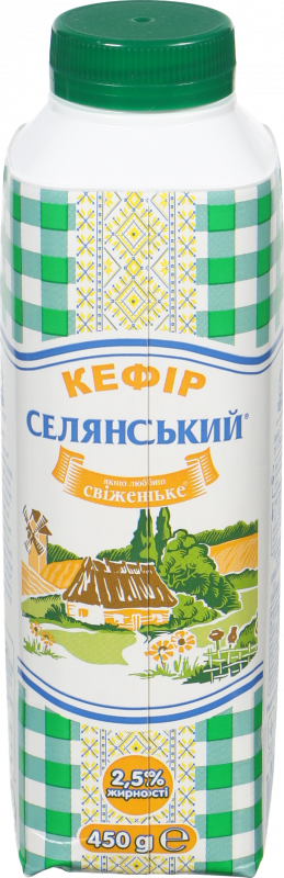 Кефір Селянський 2,5% 450 г т/топ.