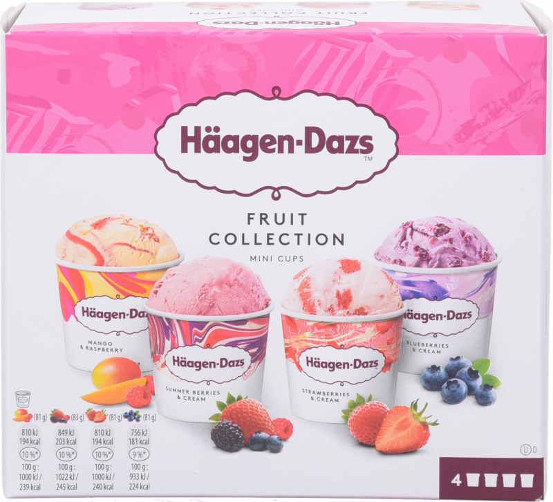 Набір морозива Haagen-Dazs "Фруктове асорті" 4*95 мл (Франція)