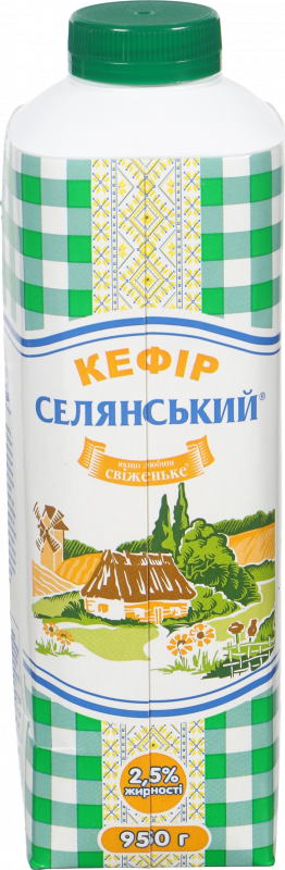 Кефір Селянський 2,5% 950 г т/пак.