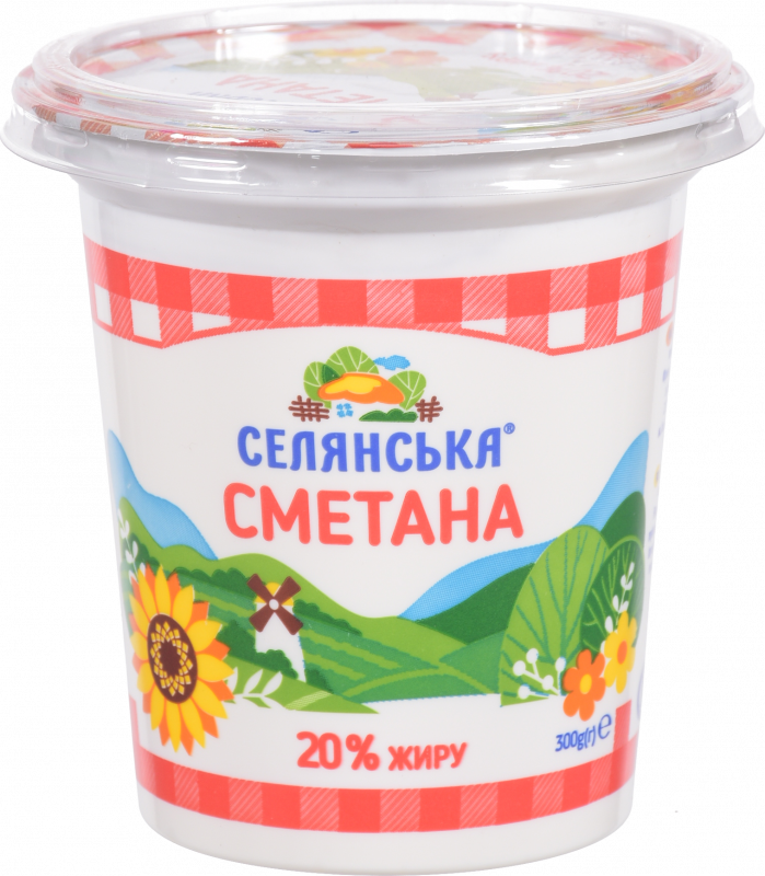 Сметана Селянська 20% 300/350 г стак.